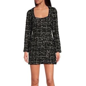 Gianni Bini Black Tweed Sequin Long Sleeve Dress New With Tags